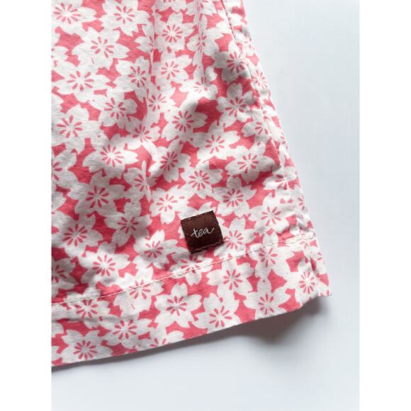 Girls Tea Collection Coral and White Floral Cotton Dress Size 4T - Picture 4 of 4